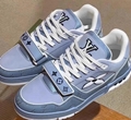 1ADE2C LV Trainer Sneaker Croc-embossed denim velcro strap Monogram Flowers Louis Vuitton Shoes