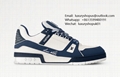 1ADHCQ LV Trainer Sneaker nubuck calf leather two-tone Virgil Abloh Louis Vuitton Monogram Flowers basketball sneakers 