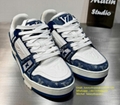 1ADHCQ LV Trainer Sneaker nubuck calf leather two-tone Virgil Abloh shoes sale