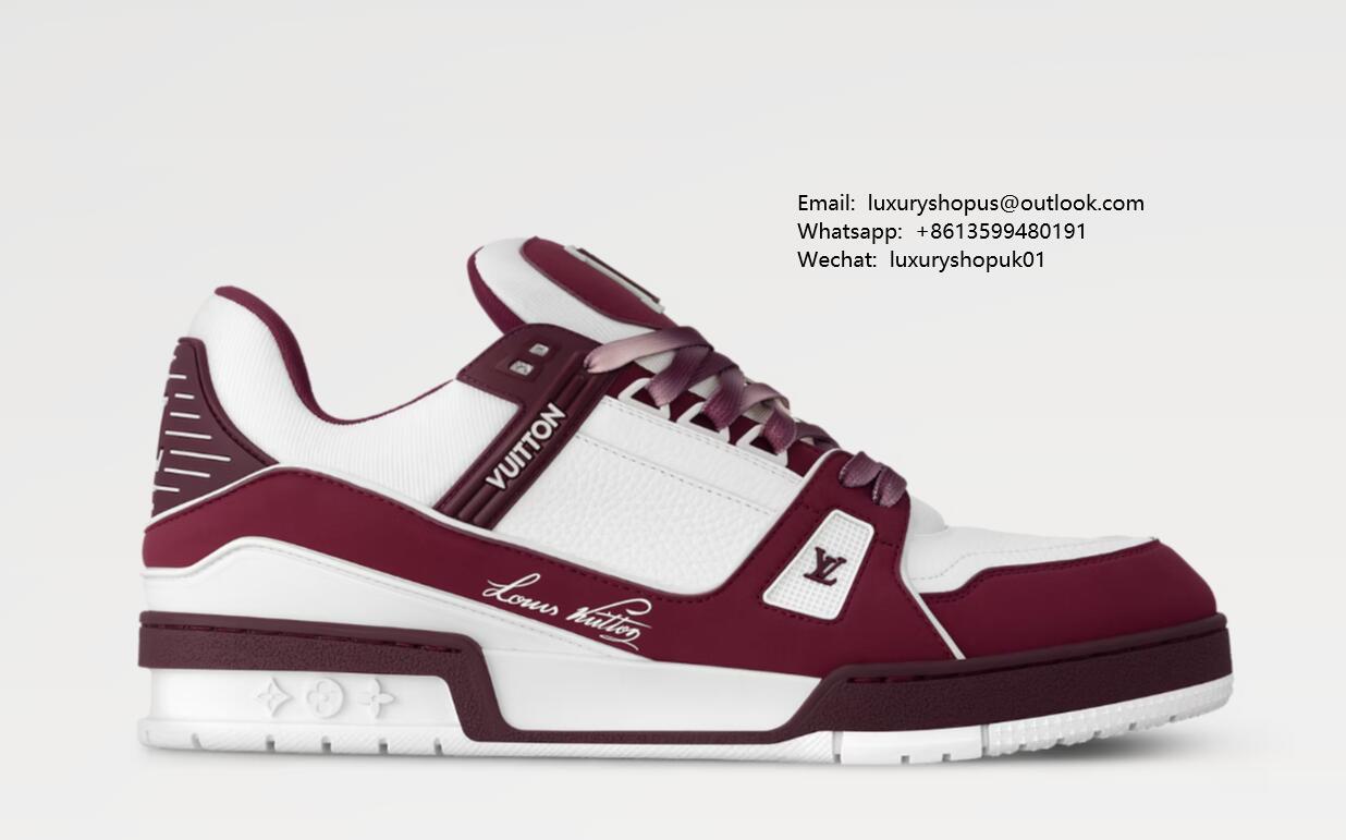 1ADHD9 LV Trainer Sneaker nubuck calf leather two-tone Virgil Abloh Louis Vuitton Monogram Flowers basketball sneakers 