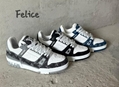 1ADHD9 LV Trainer Sneaker nubuck calf leather two-tone Virgil Abloh shoes sale