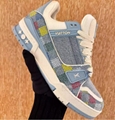 1AHCYB LV Trainer Sneaker denim Lvers Damier Monogram Flowers Louis Vuitton Virgil Abloh Men s Artistic Director Pharrell Williams basketball sneakers