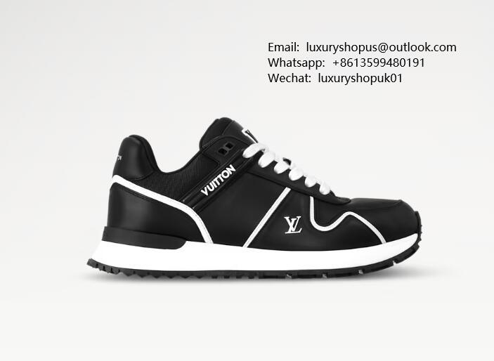 black Louis Vuitton 1AHSS0 Run Away Maxi Sneaker 2025 lightweight Plain calf leather running shoes