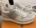 Louis Vuitton 1AHSOG Blue Run Away Sneaker Monogram grained calf leather sleek design two-tone running shoes