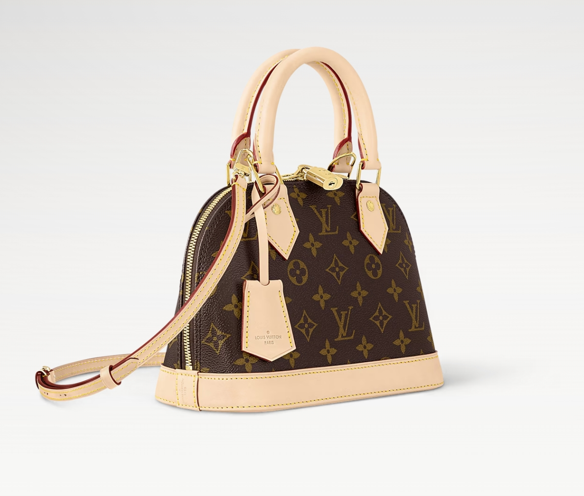 Shop LV Louis Vuitton M46990 Alma BB Monogram Handbags golden padlock keys crossbody bag