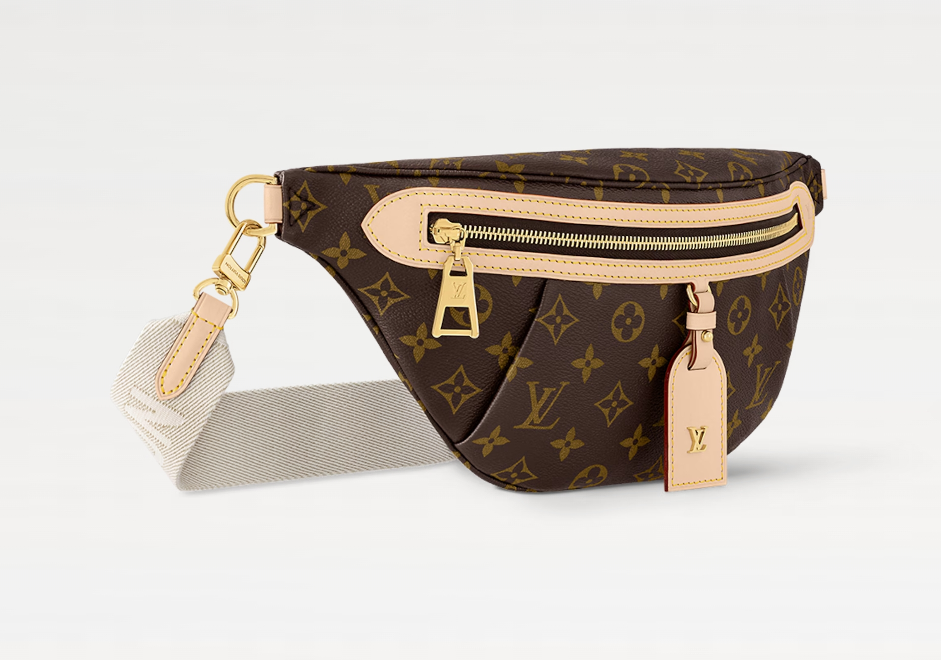 Louis Vuitton LV M46784 High Rise bumbag Monogram coated canvas textile strap ultra-slim design slide bag