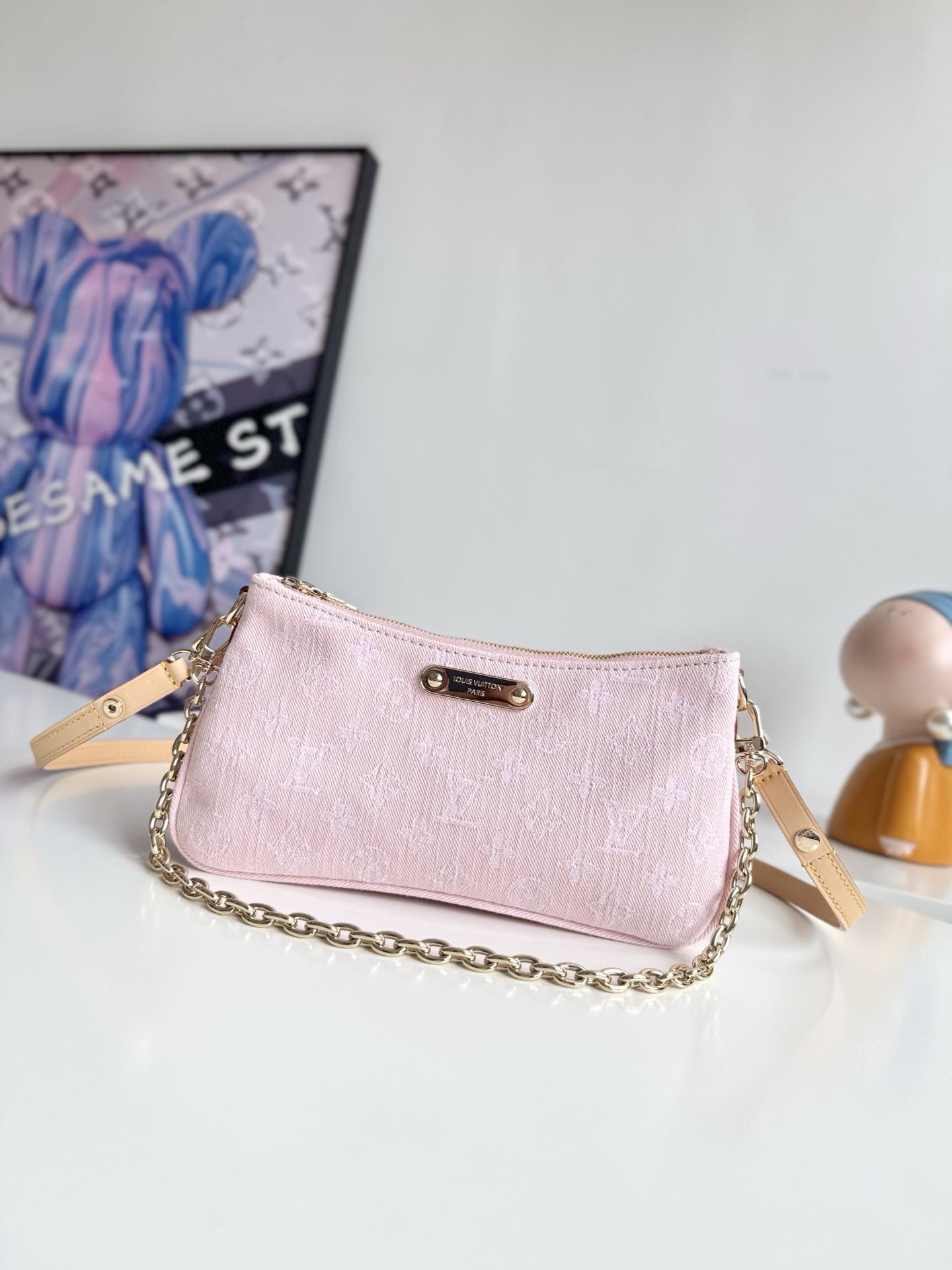 Louis Vuitton N00228 NEW Liv Pochette Damier Azur canvas gold-tone chain strap LV design luxury handbag bags