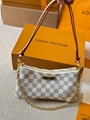 Louis Vuitton N00228 NEW Liv Pochette Damier Azur canvas gold-tone chain strap LV design luxury handbag bags