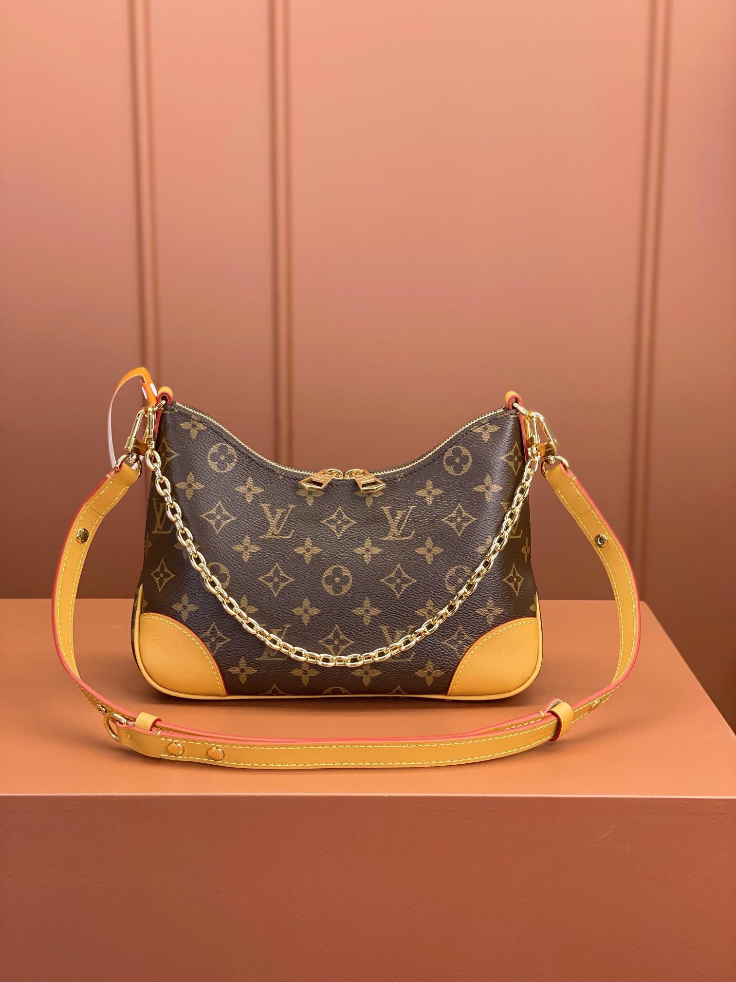 LOUIS VUITTON M45832 Boulogne PM Monogram double-zip clutch shoulder chain bag 