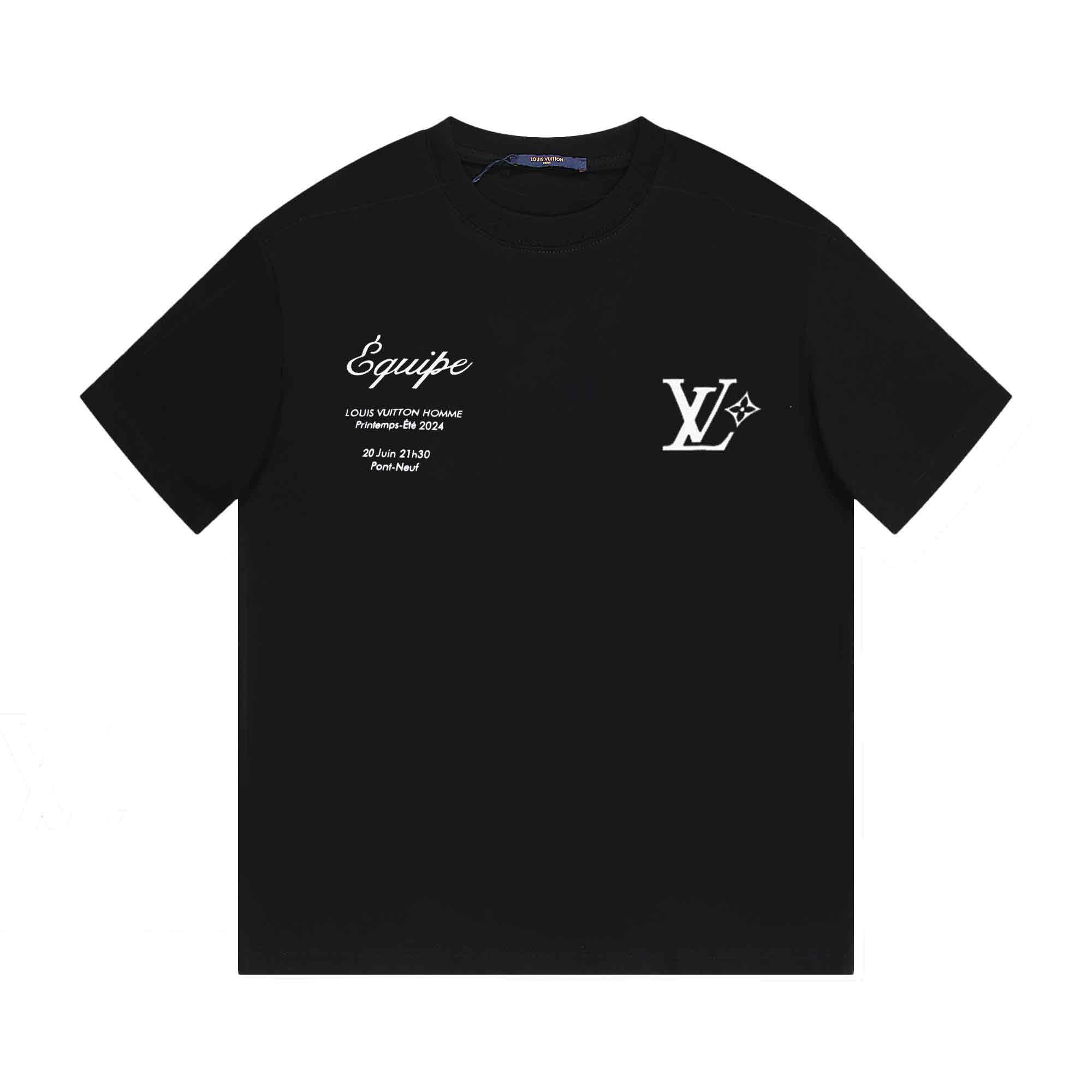 Louis Vuitton 1AHCMO Graphic Jacquard short-sleeved black knitted crewneck Monogram Men T-Shirt LV Tee