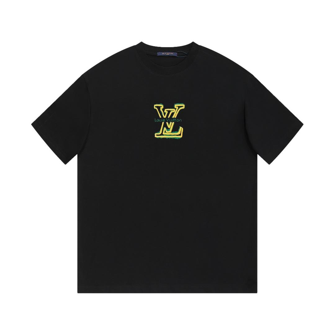 Louis Vuitton 1AHW20 Embellished Damier Pique T-Shirt textured allover Damier black organic cotton t-shirt