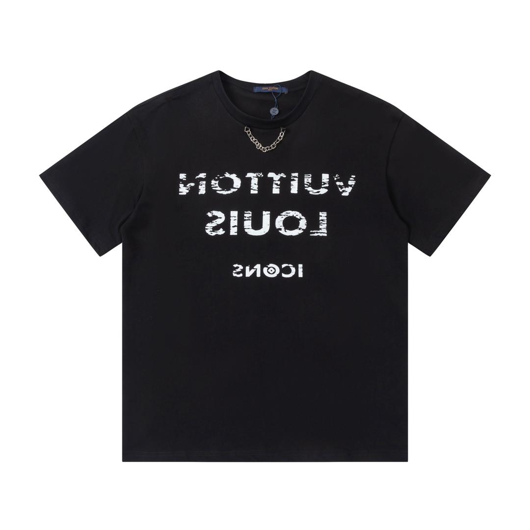 Louis Vuitton 1AHW20 Embellished Damier Pique T-Shirt textured allover Damier black organic cotton t-shirt