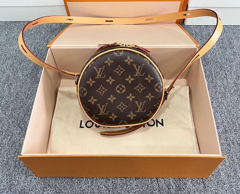 Louis Vuitton M45578 Boite Chapeau Souple PM Shoulder Bag Brown Leather Monogram Coated women handbag