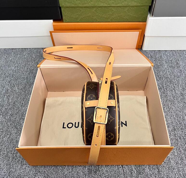 Louis Vuitton M45578 Boite Chapeau Souple PM Shoulder Bag Brown Leather Monogram Coated women handbag