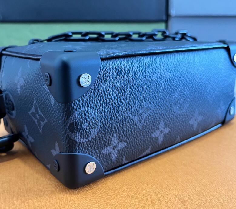 Louis Vuitton M44735 Monogram Eclipse Mini Soft Trunk box Virgil Abloh LV luxury handbag bags