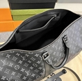 LV Louis Vuitton M40605 Keepall 55 Bandoulière Monogram Eclipse canvas Padlock weekend travel LV bags men handbag