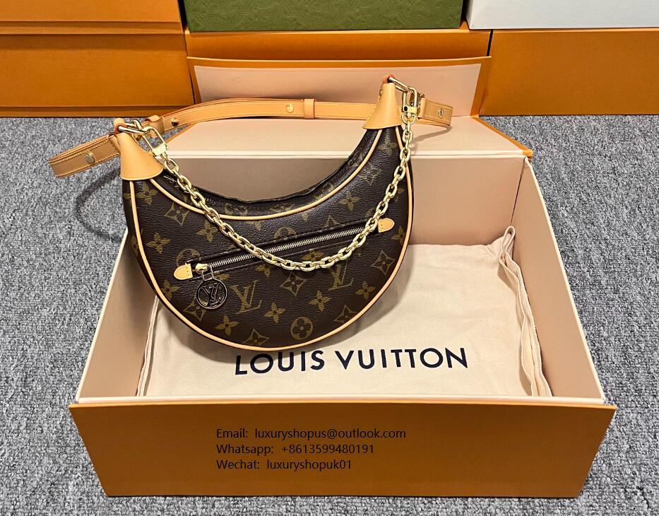 LOUIS VUITTON Monogram M81098 Loop 2 Way Shoulder Bag half-moon baguette Nicolas Ghesquière Croissant crossbody LV bag
