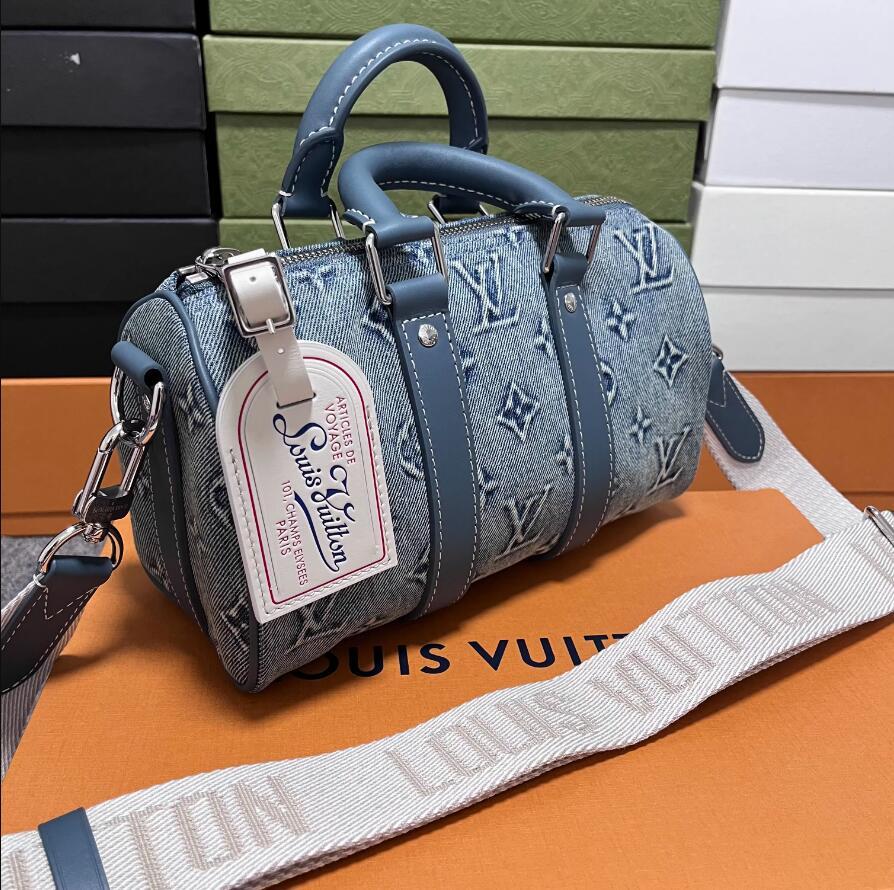 M22762 Louis Vuitton Monogram Washed Demin Keepall Bandoulière 25 Keepall lv bag