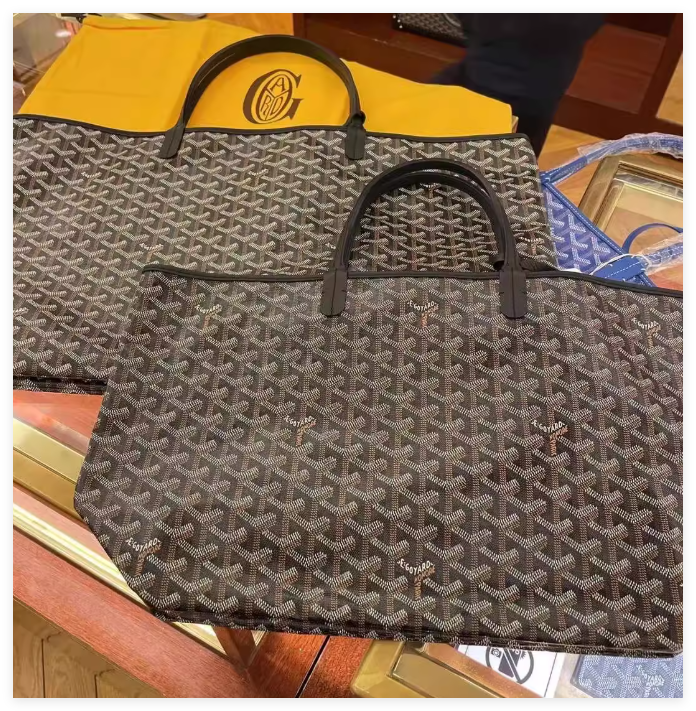 Goyard Goyardine Coated Canvas Leather Saint Louis Tote Handbag St. Louis Chevron Tote