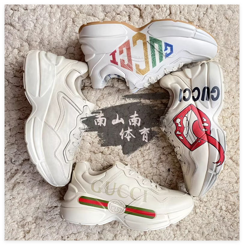 Gucci Leather Rhyton Sneaker Unisex Men Women Luxury Design GG logo Shoes sale