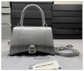 Balenciaga Hourglass Small Croc-Embossed top-handle crossbody Flap bag luxury handbag