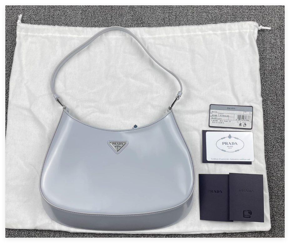 Prada Cleo brushed calfskin leather Hobo Shoulder Bag Enameled metal triangle logo