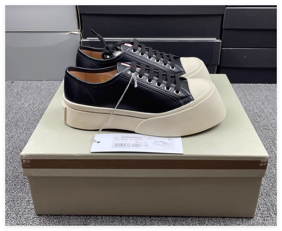 Black nappa leather Pablo lace-up sneaker Chunky platform Women loafer shoes  Pablo low-top lace-up sneaker