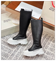 Alexander McQueen Black Women Tread High Knee Lace Up Slick buckle chunky boots