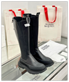 Alexander McQueen Black Women Tread High Knee Lace Up Slick buckle chunky boots