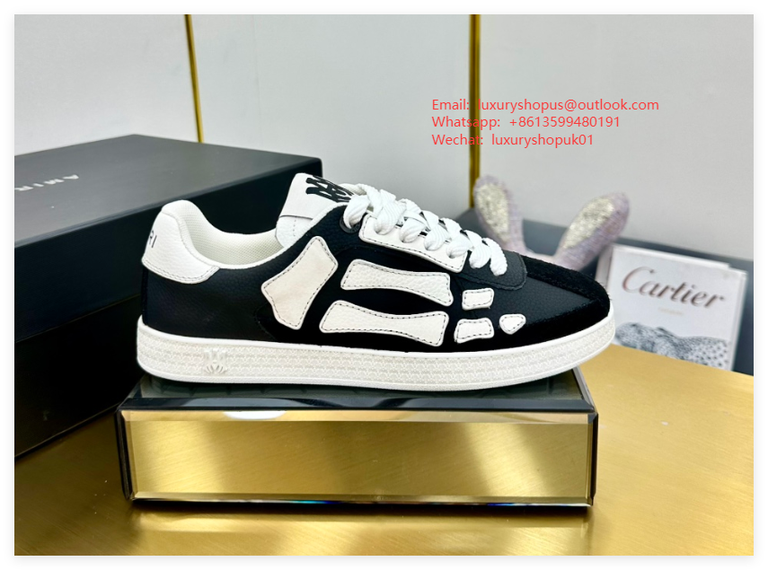 Amiri Women's Black Pacific Bones Low-top suede Sneakers Men design sport shoes 