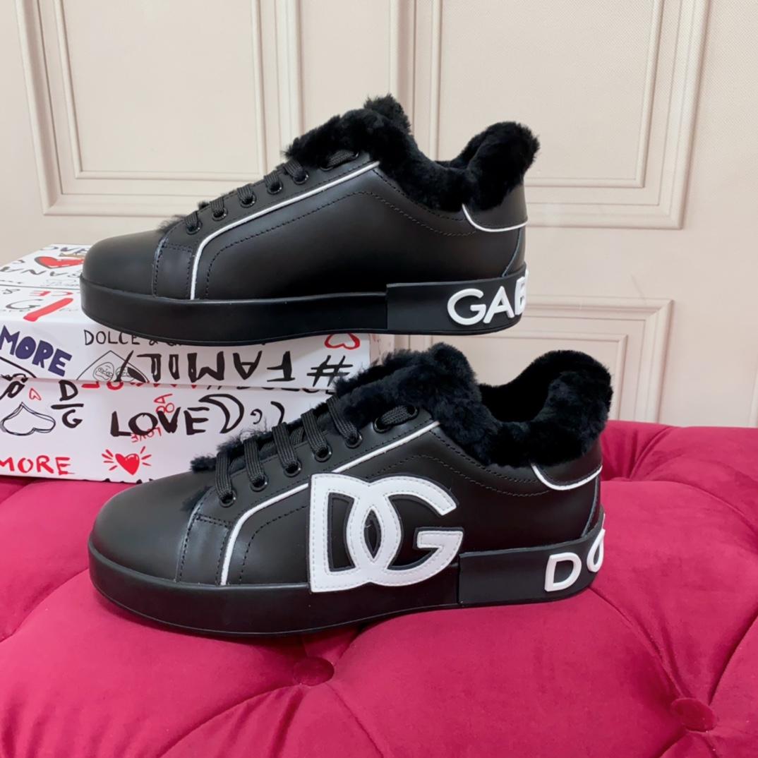 Dolce & Gabbana Calfskin nappa Portofino sneakers DG logo Men Women luxury shoes