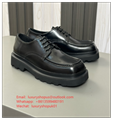 Dolce & Gabbana Logo Plaque Square-Toe Loafers Men women leather dress shoes DG