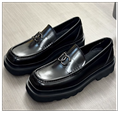 Dolce & Gabbana Logo Plaque Square-Toe Loafers Men women leather dress shoes DG