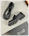 Dolce & Gabbana Logo Plaque Square-Toe Loafers Men women leather dress shoes DG