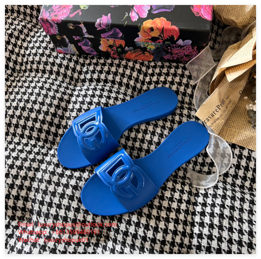 Dolce&Gabbana DG cutout rubber slides open toe jelly design luxury DG sandals 