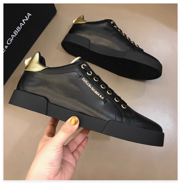 Dolce & Gabbana Portofino Logo Lettering Sneakers Men Women DG white shoes sale