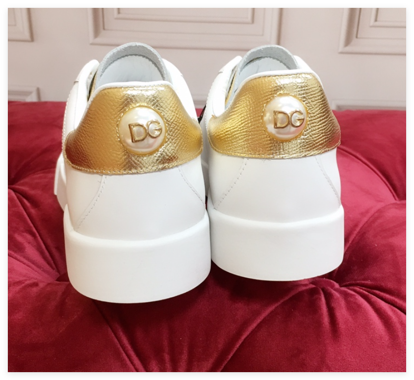 Dolce & Gabbana Portofino Logo Lettering Sneakers Men Women DG white shoes sale