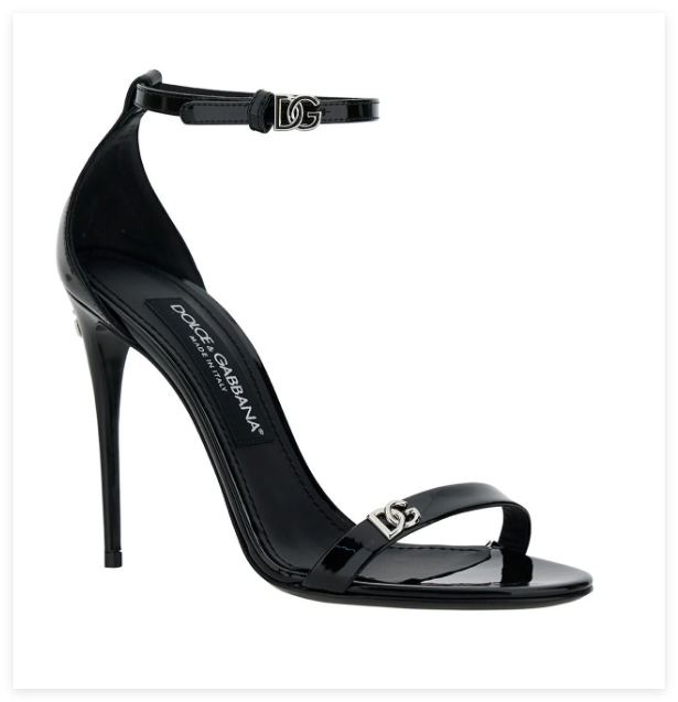 Dolce & Gabbana Logo Plaque Ankle Strap Sandals DG ladies high heels party shoes