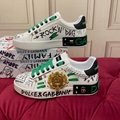 Dolce & Gabbana WHITE Printed sneakers colourful prints silver-tone stud diamond