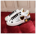 Dolce & Gabbana WHITE Printed sneakers colourful prints silver-tone stud diamond