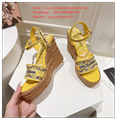 Dolce Gabbana Majolica leather-trimmed espadrille wedges Pump High heels Slides 