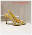Dolce Gabbana Majolica leather-trimmed espadrille wedges Pump High heels Slides 