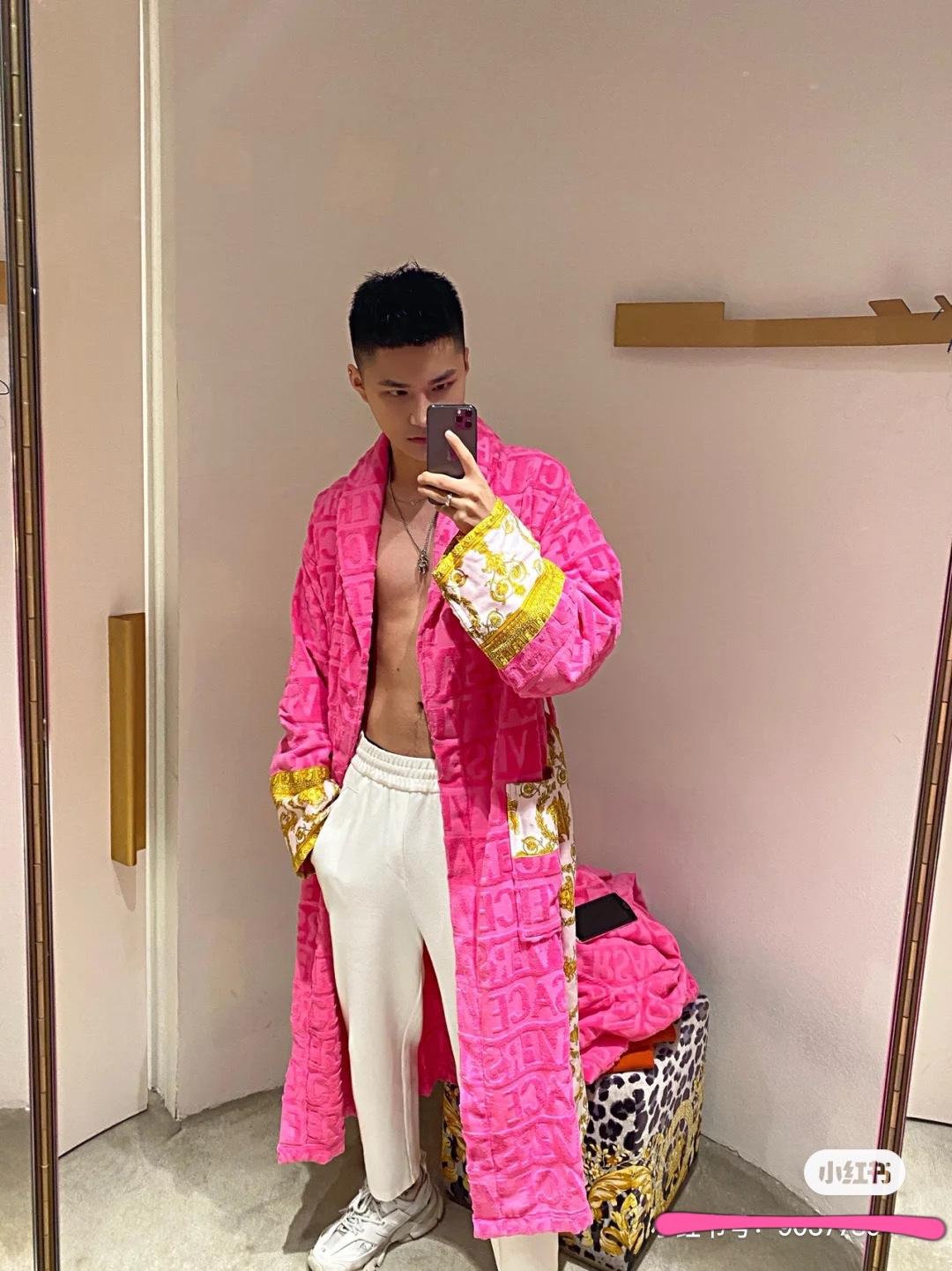 Versace I Love Baroque bathrobe Barocco printed terry towelling cotton robe sale