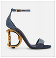 Dolce Gabbana Baroque DG Heel Sandals Ladies high heels party sexy shoes DG shoes ankle strap 