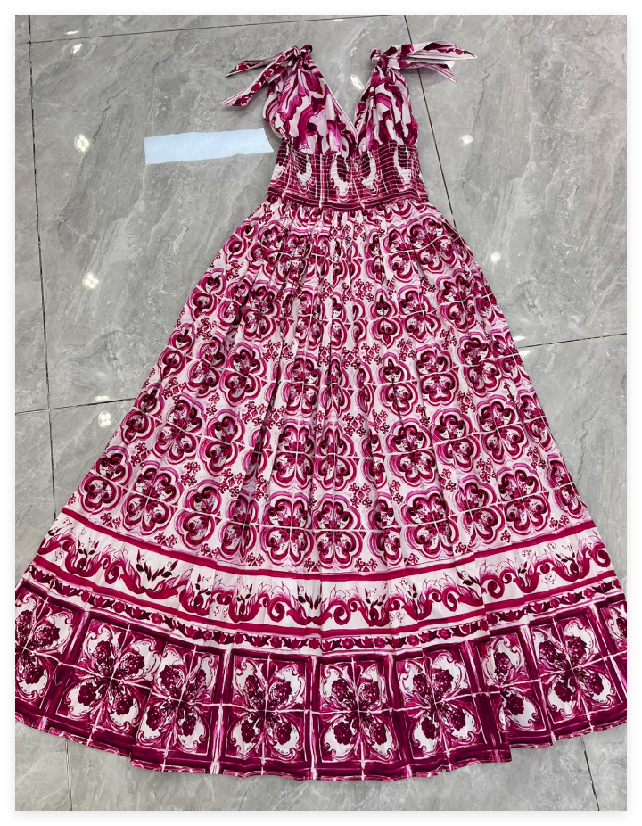 Dolce & Gabbana Majolica-Print Maxi Dress intricate patterns bright colours full-skirted maxi dress