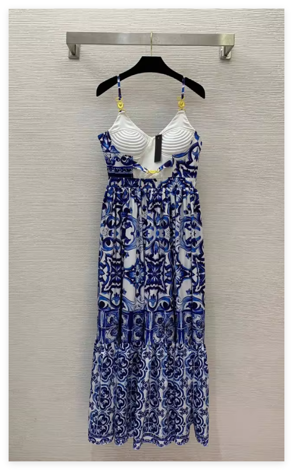 Dolce & Gabbana Majolica-Print Maxi Dress intricate patterns bright colours full-skirted maxi dress