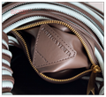 Bottega Veneta Blue Brown Mini Jodie Bag Grained calfskin top handle bag Knotted handbag BV