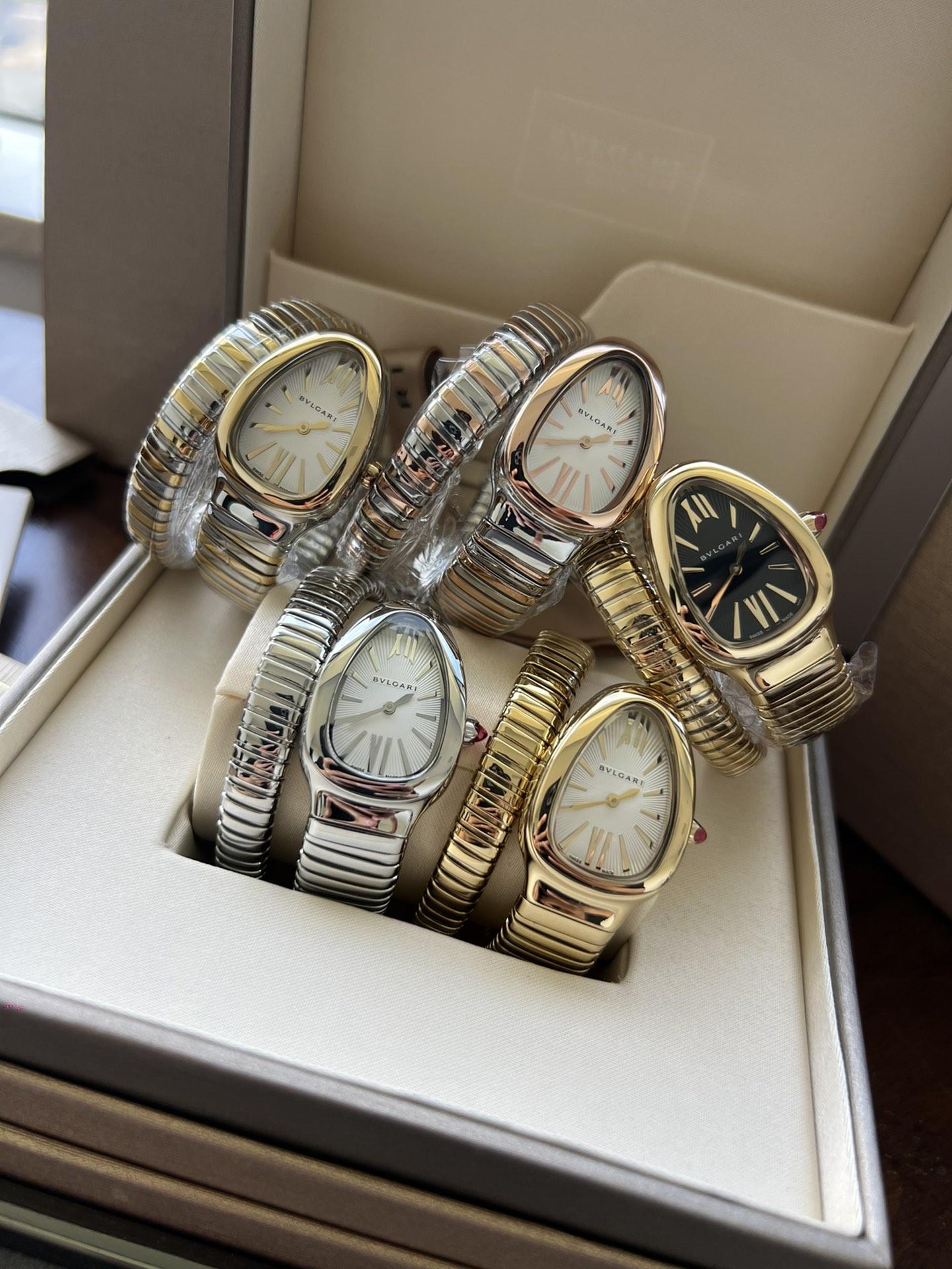 Bvlgari Stainless Steel and Diamond Serpenti Tubogas Watch 35mm luxury design 