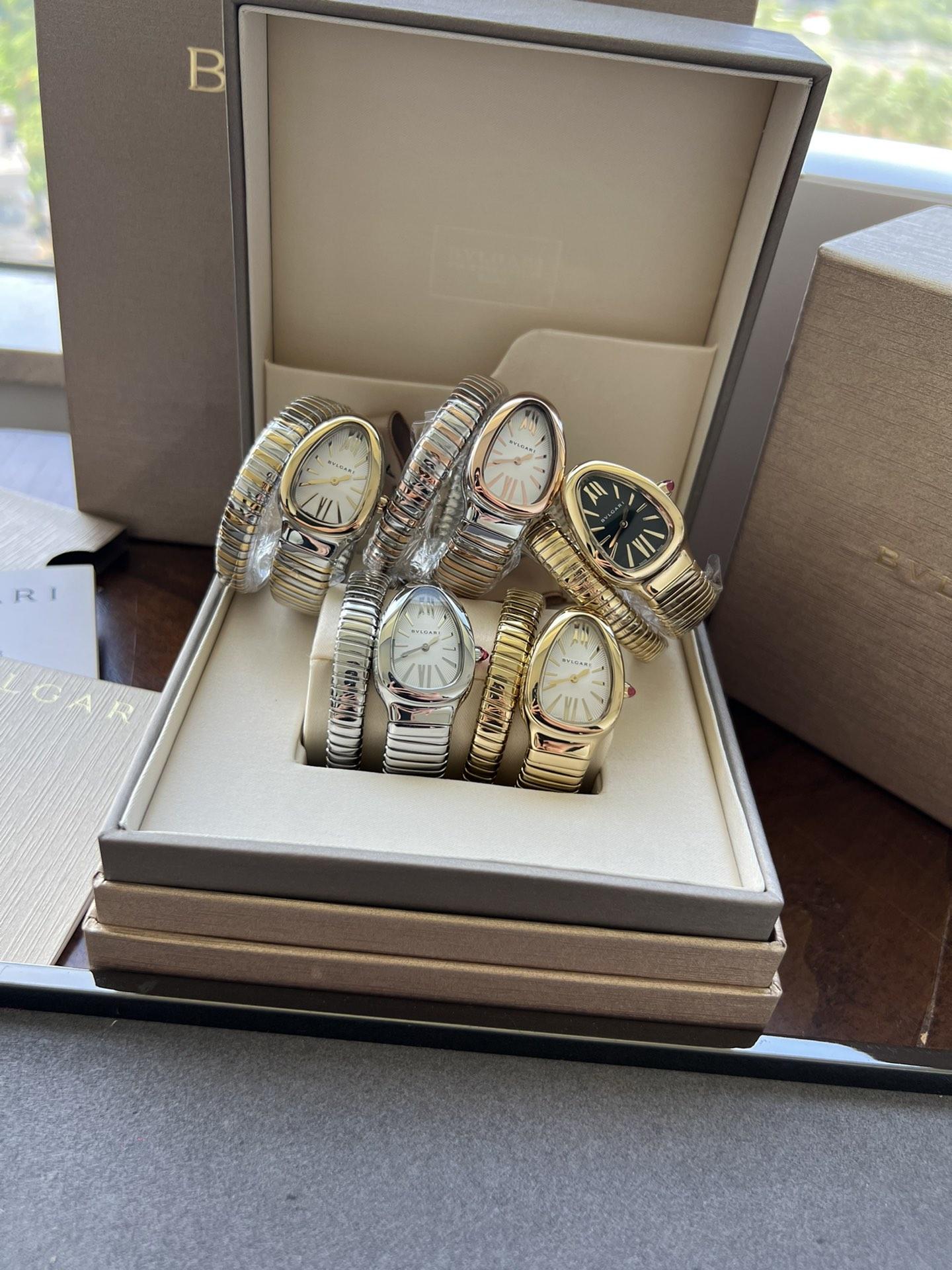 Bvlgari Stainless Steel and Diamond Serpenti Tubogas Watch 35mm luxury design 