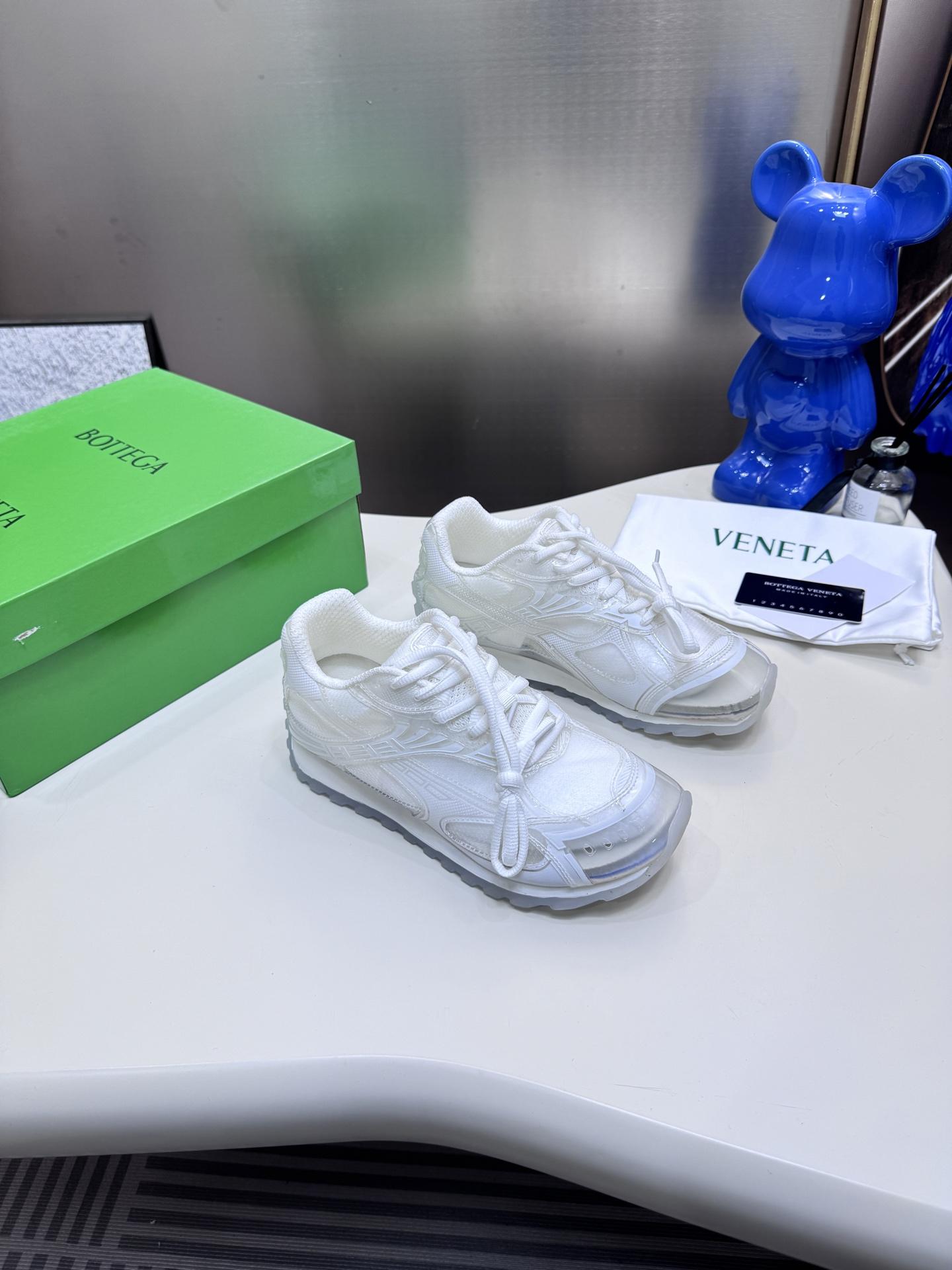 Bottega Veneta White Orbit Low-top lightweight mesh buffed faux-leather sneakers